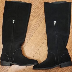 UGG Black Suede Tall Zip Knee Boots